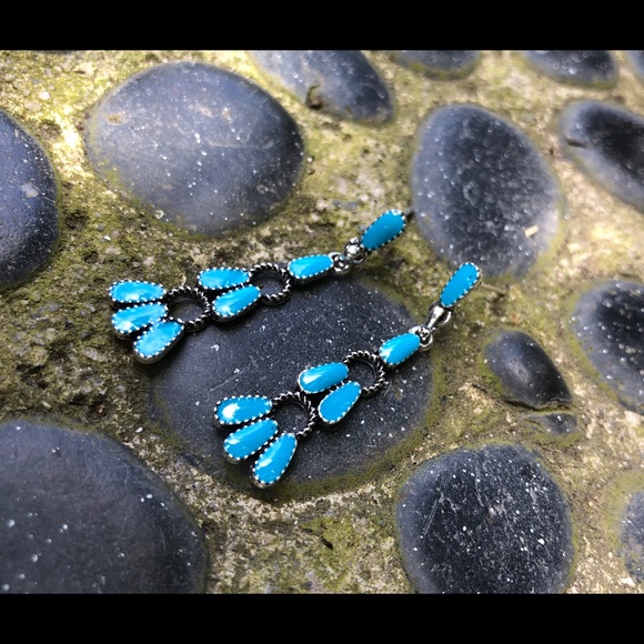 Native American Turquoise Dangle Earrings - Picture 2 of 14